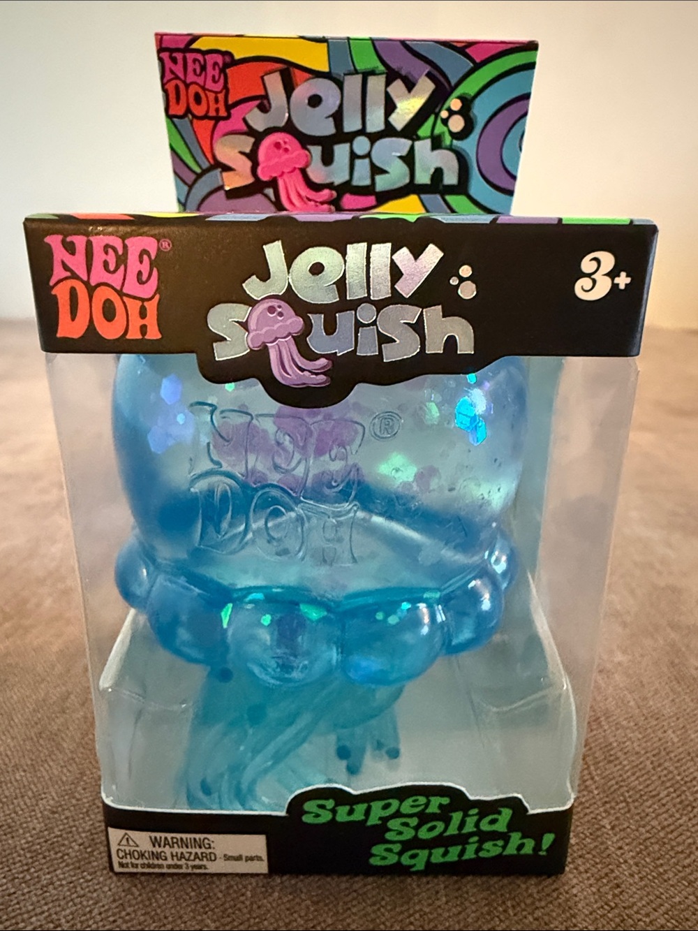 SUPER RARE NeeDoh Jelly Squish Super Solid Squish Jelly fish Toy - Blue